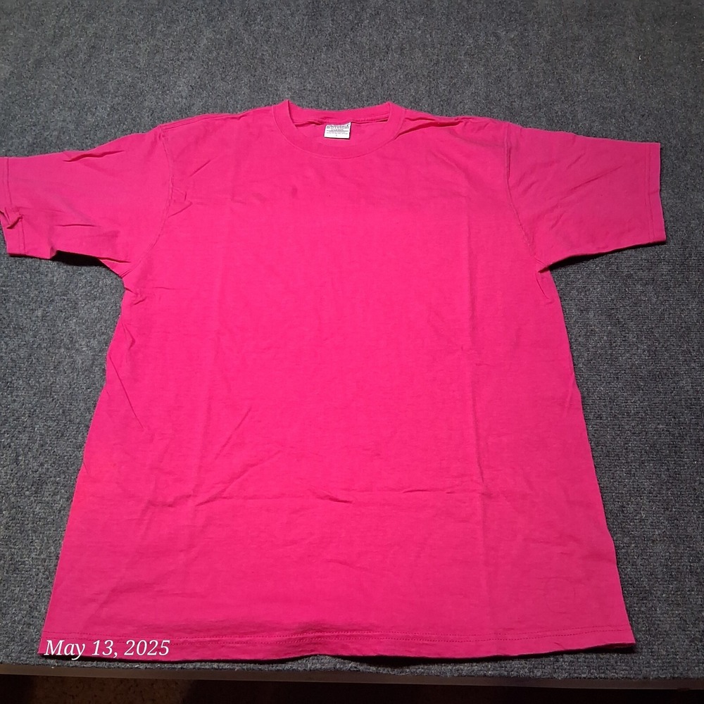 Vtg 90s Plain Solid Blank Pink T Shirt Adult Sz Large PLUMA Heavyweight Cotton